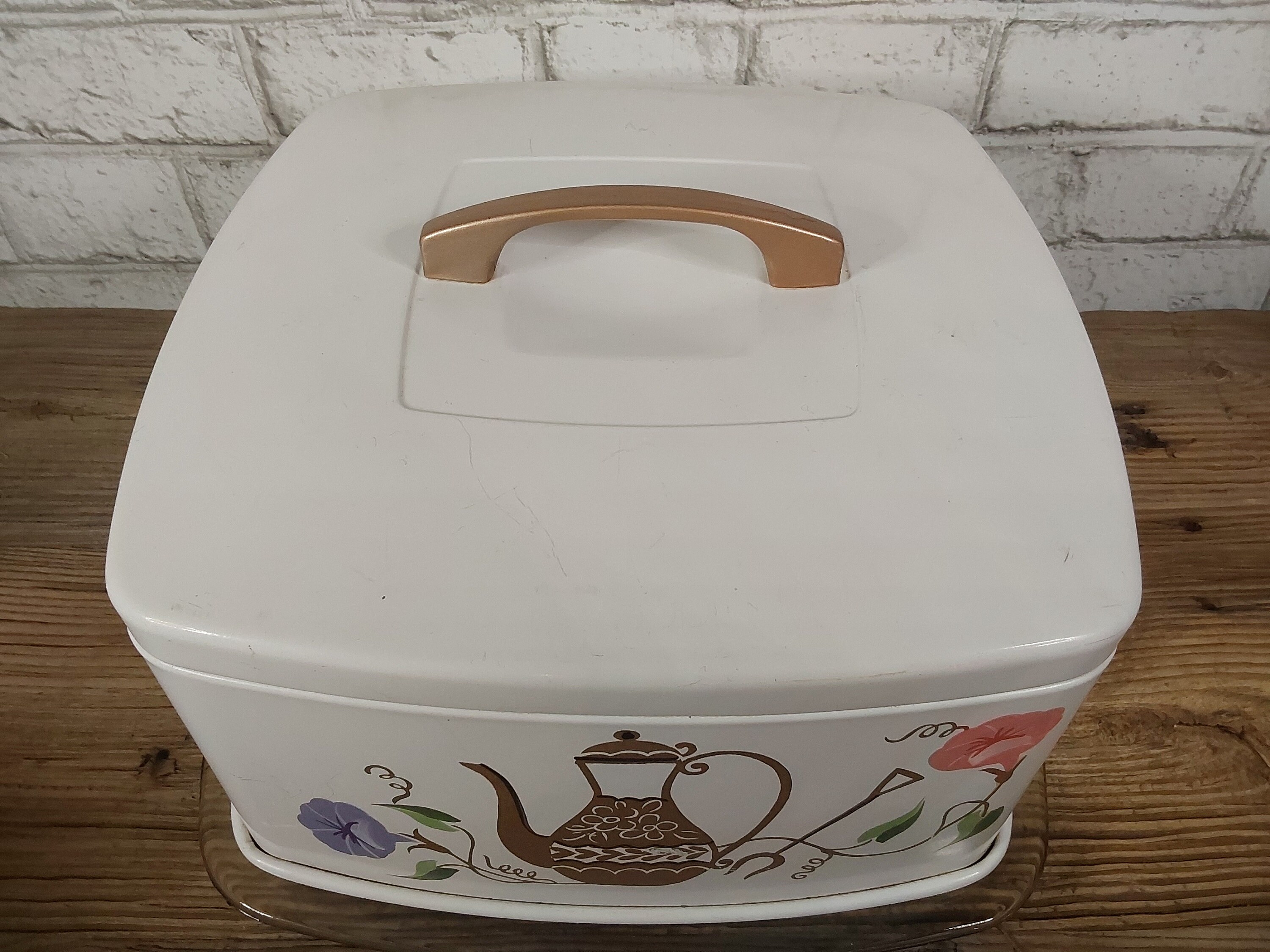 Vintage / Retro Cake Carrier Tin Metal Cover Thick Glass Etsy