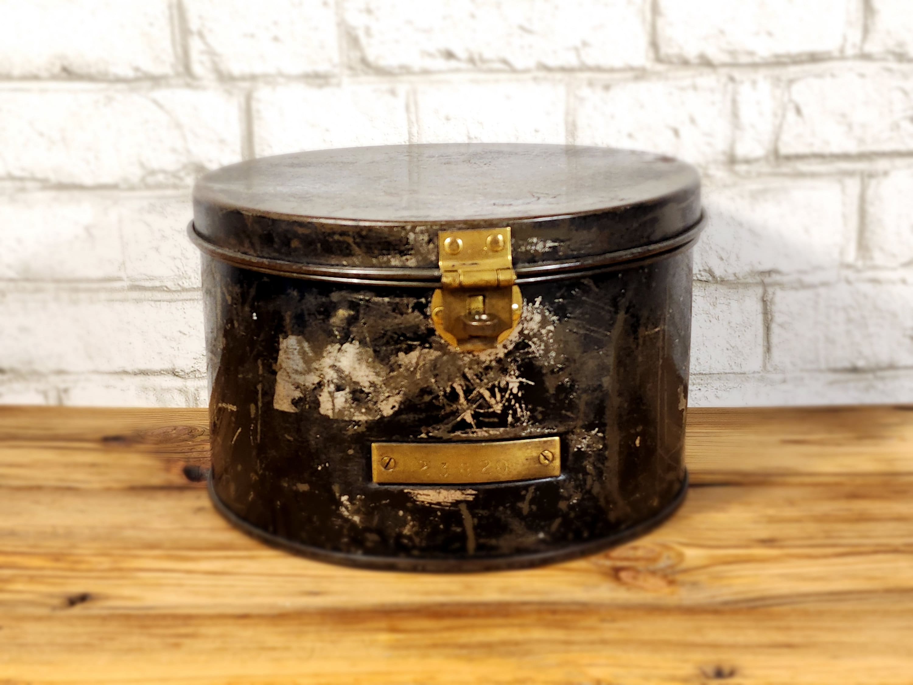 Antique Tin Hat Box - Etsy