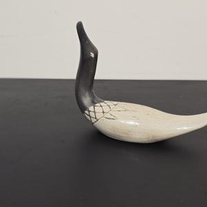 Vintage Raku Pottery Goose – Handmade Canadian Ceramic Sculpture – Signed Studio Art Bird – Crackle Glaze Modern Rustic Decor