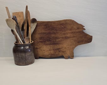 Ancienne Planche à Découper Valenti Bois Sculpté Tête De Cochon – Vintage 1970, Espagne
