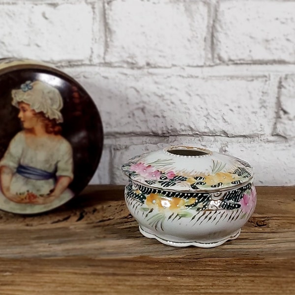 Ladies Antique Hair Receiver. Hand painted in the Nippon Style, circa mid to late 1800's