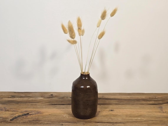陶芸 手 びねり 花瓶 1968年製 スタジオ陶器の花瓶 サイン入り 手
