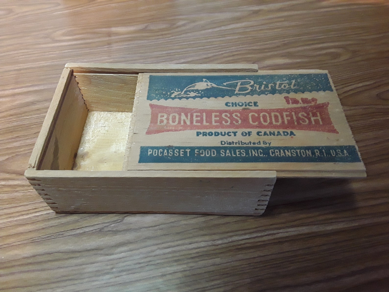 RESERVED Vintage wood boxes salted codfish Gorton Bristol Etsy