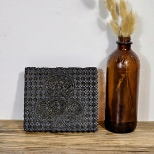 Antiker Textildruckblock aus Holz – viktorianischer floraler Stoffstempel – handgeschnitzter Blockdruck – rustikale Bauernhausdekoration – Boho-Stempel