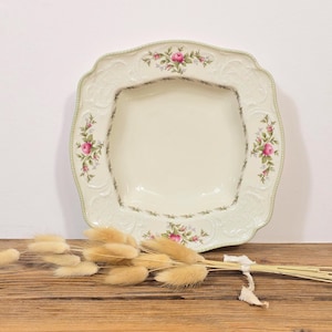 Bol Rosenthal Sanssouci 25 cm - Porcelaine allemande - Motif 10 roses - Plat de service floral vintage - Relief baroque en relief