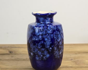 Isle of Skye Blue Lava Glaze Pottery Vase – David Bursill Armadale Pottery Scotland – Vintage Studio Art Pottery Crater Glaze
