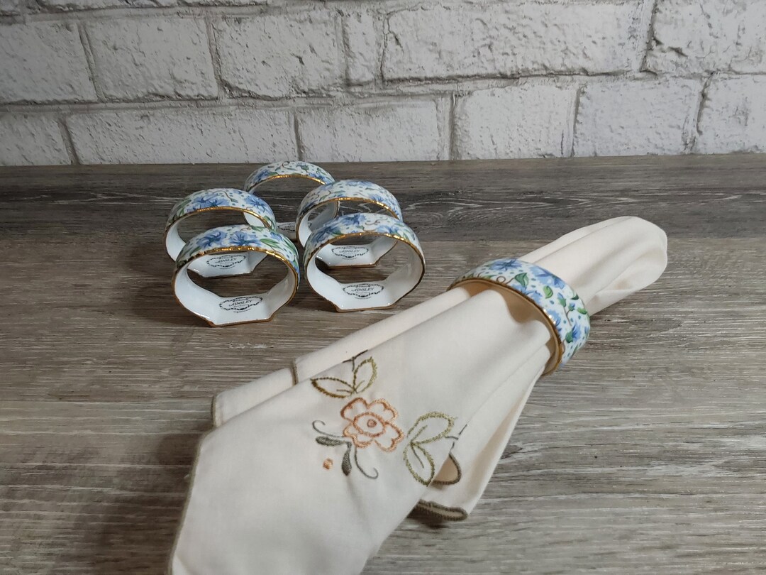 Vintage Aynsley Blue Napkin Rings With a Floral Design. Etsy