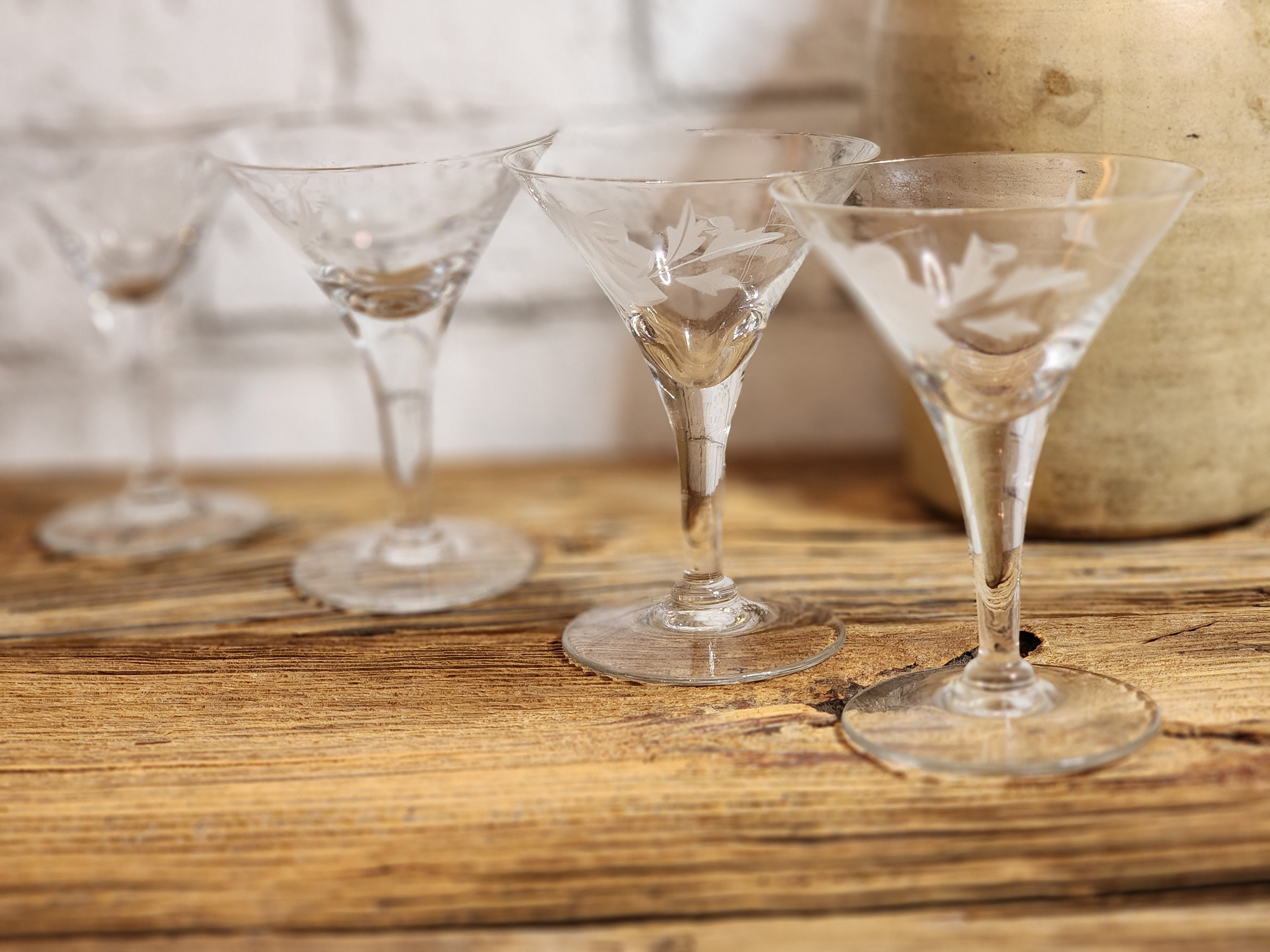 6 Vintage Cocktail - Martini Glasses, Candlewick, circa 1950's