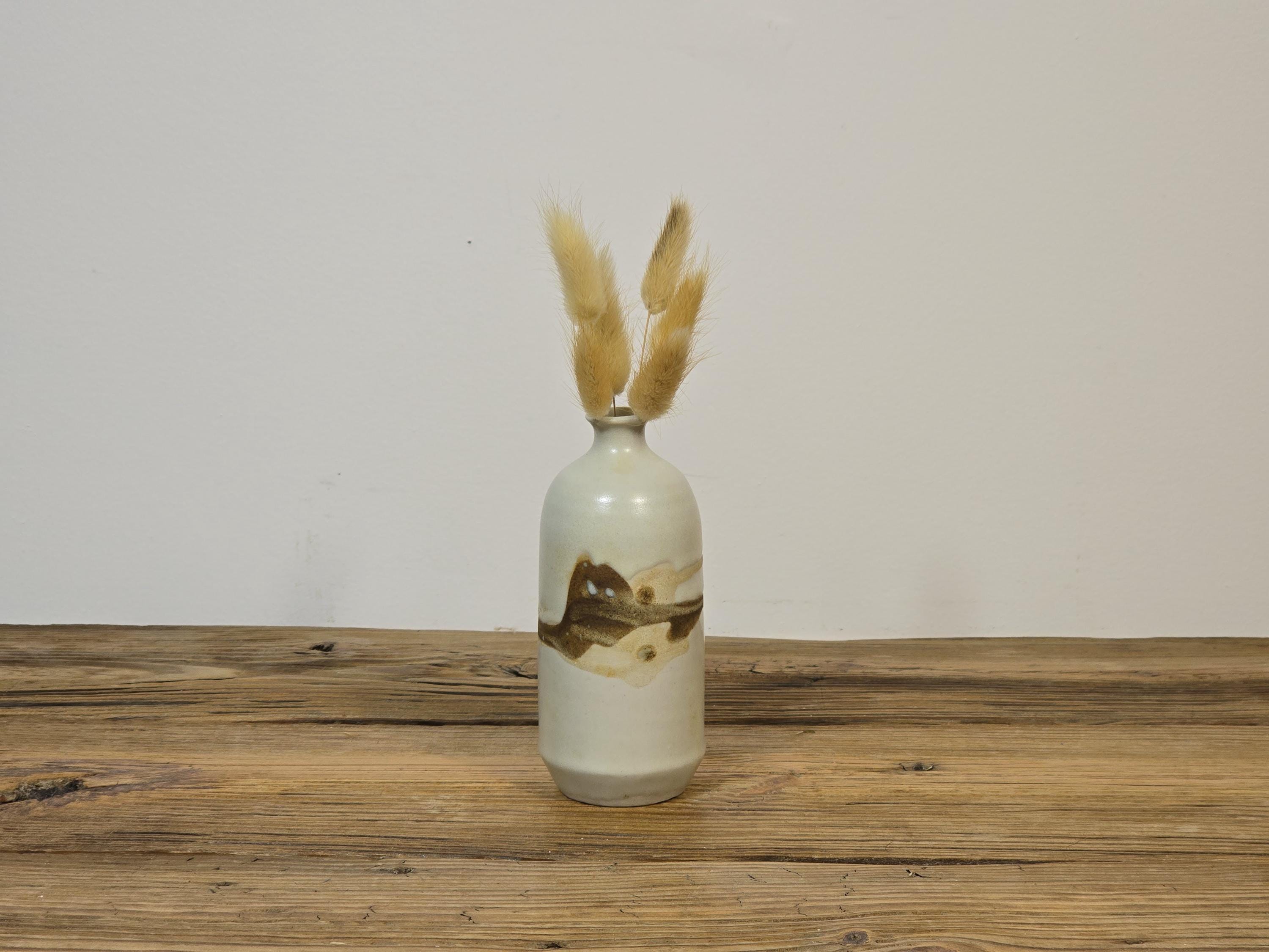 Vintage Studio Pottery Vase, Abstract Earth-Toned Glaze, Minimalist Canadian Ceramic Art