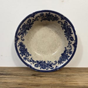 Antique Blue Transferware Bowl English Ironstone Salisbury Pattern
