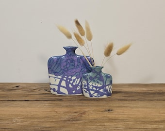 Signed Earth & Sky Pottery Vases – Modernist Drip Glaze Studio Ceramic Set