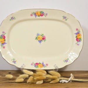 Large Wedgwood Mary Stuart Platter 14" – English Floral Ironstone Serving Tray with Crazing – Vintage Cottagecore Tableware