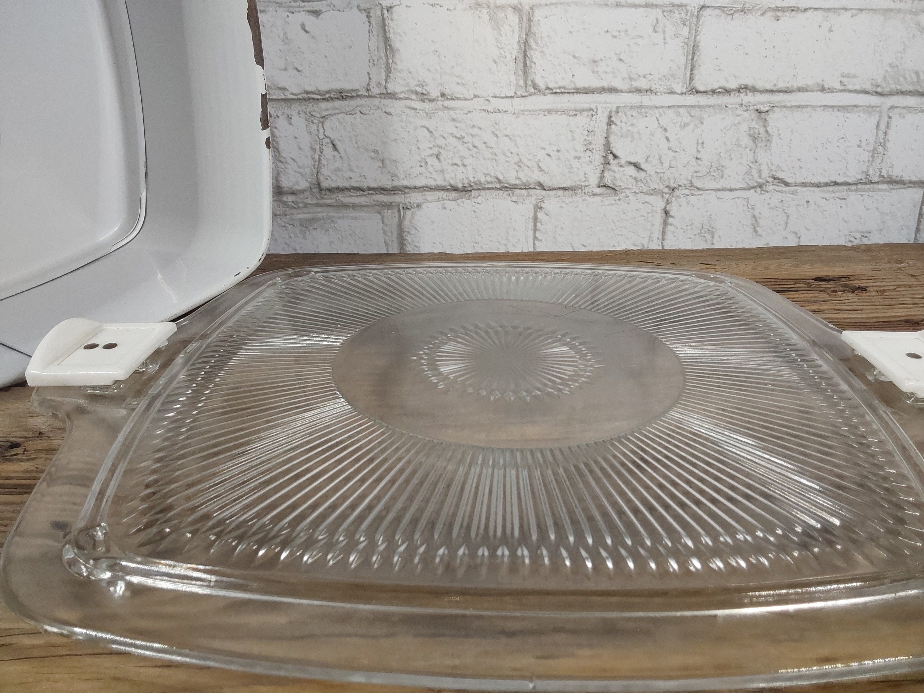 Vintage / Retro Cake Carrier Tin Metal Cover Thick Glass Etsy