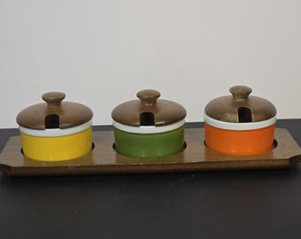 Table basse vintage Guillerme et Chambron en bois et céramique, 1960