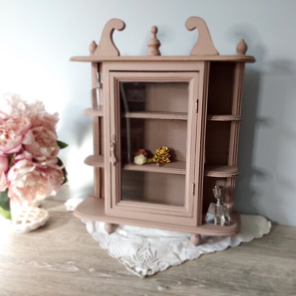 Refurbished Vintage cabinet, wooden cabinet, hanging curio cabinet, display cabinet, display shelf, miniature cabinet, counter cabinet