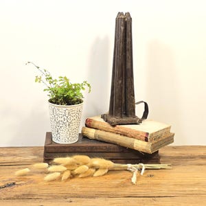 Antique 4-Tube Tin Candle Mold – 19th C. Primitive Candlemaking Tool with Broken Handle, Rustic Farmhouse Wabi Sabi Decor