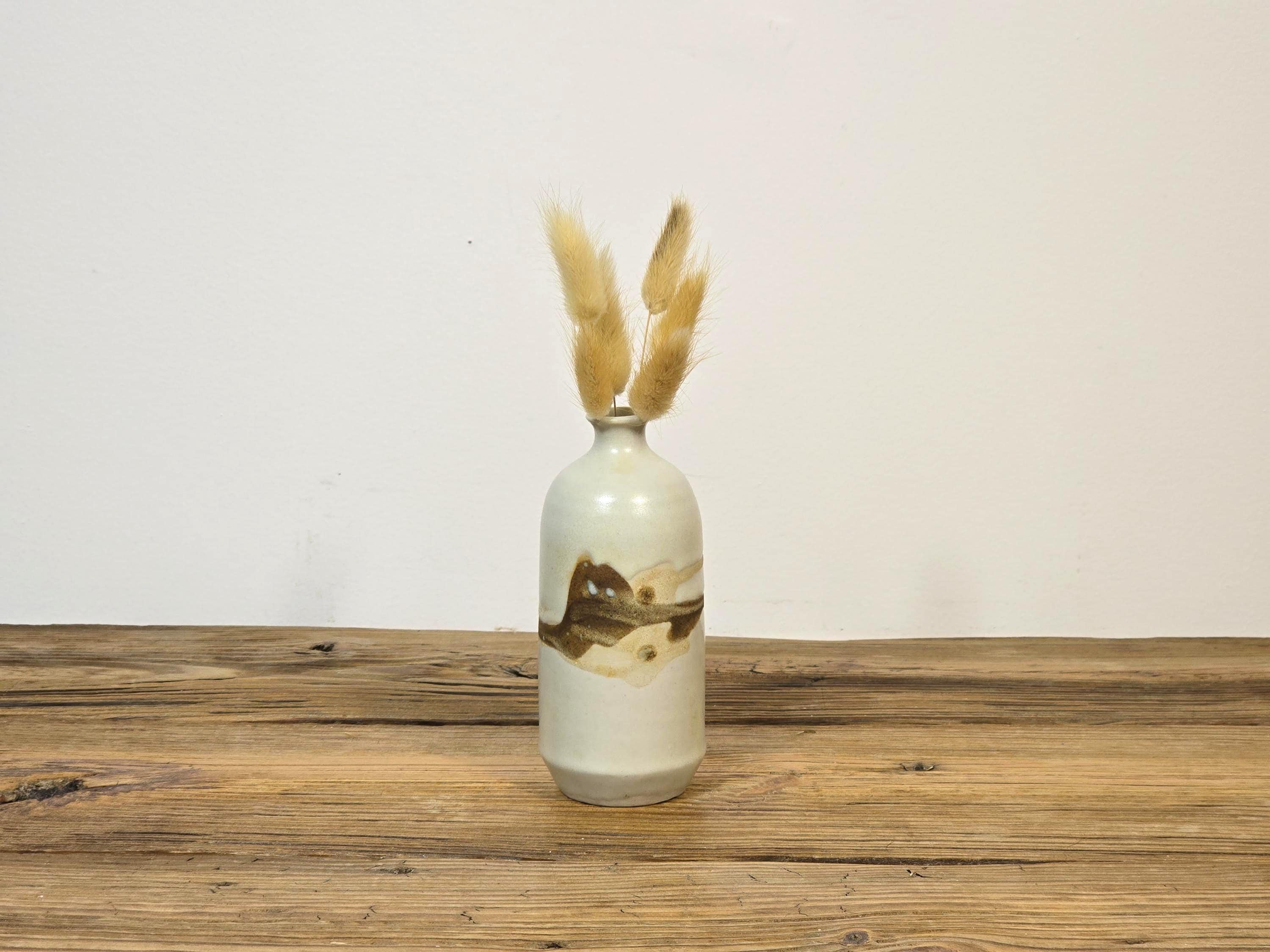Vintage Studio Pottery Vase, Abstract Earth-Toned Glaze, Minimalist Canadian Ceramic Art