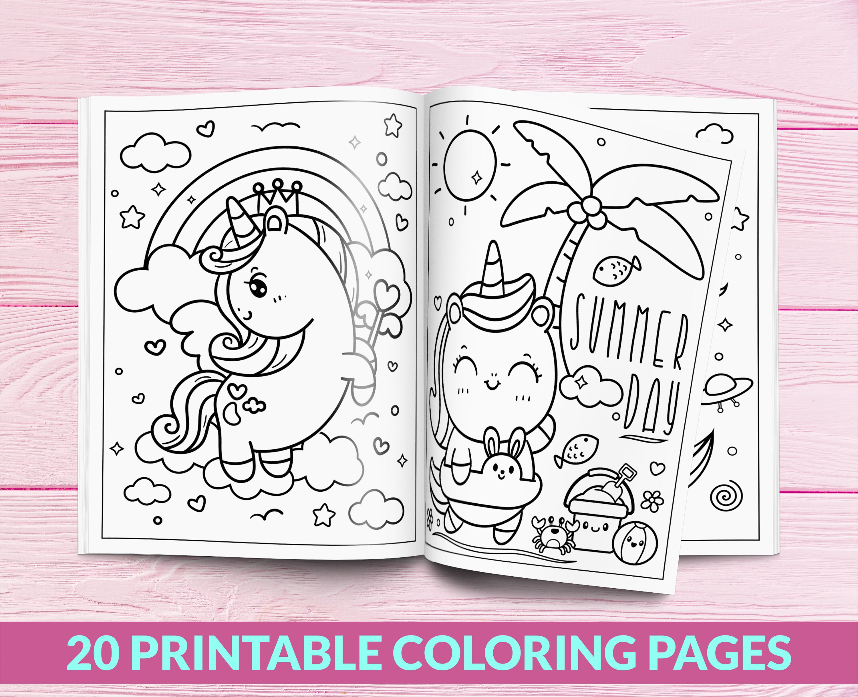 Kawaii Baby Unicorn PDF Coloring Book / Coloring Pages Instant Download ...