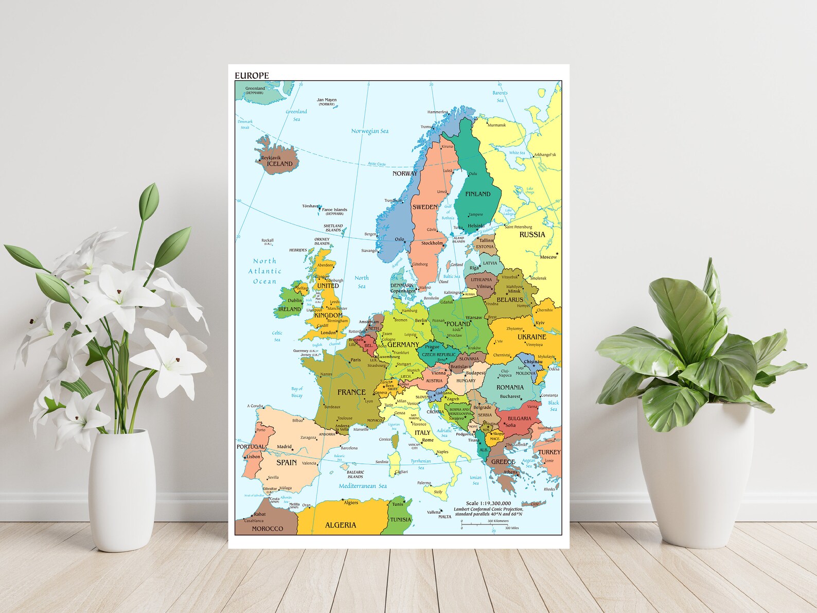 Map of Europe EU Art Large Poster Print Gift in Multiple Size Etsy