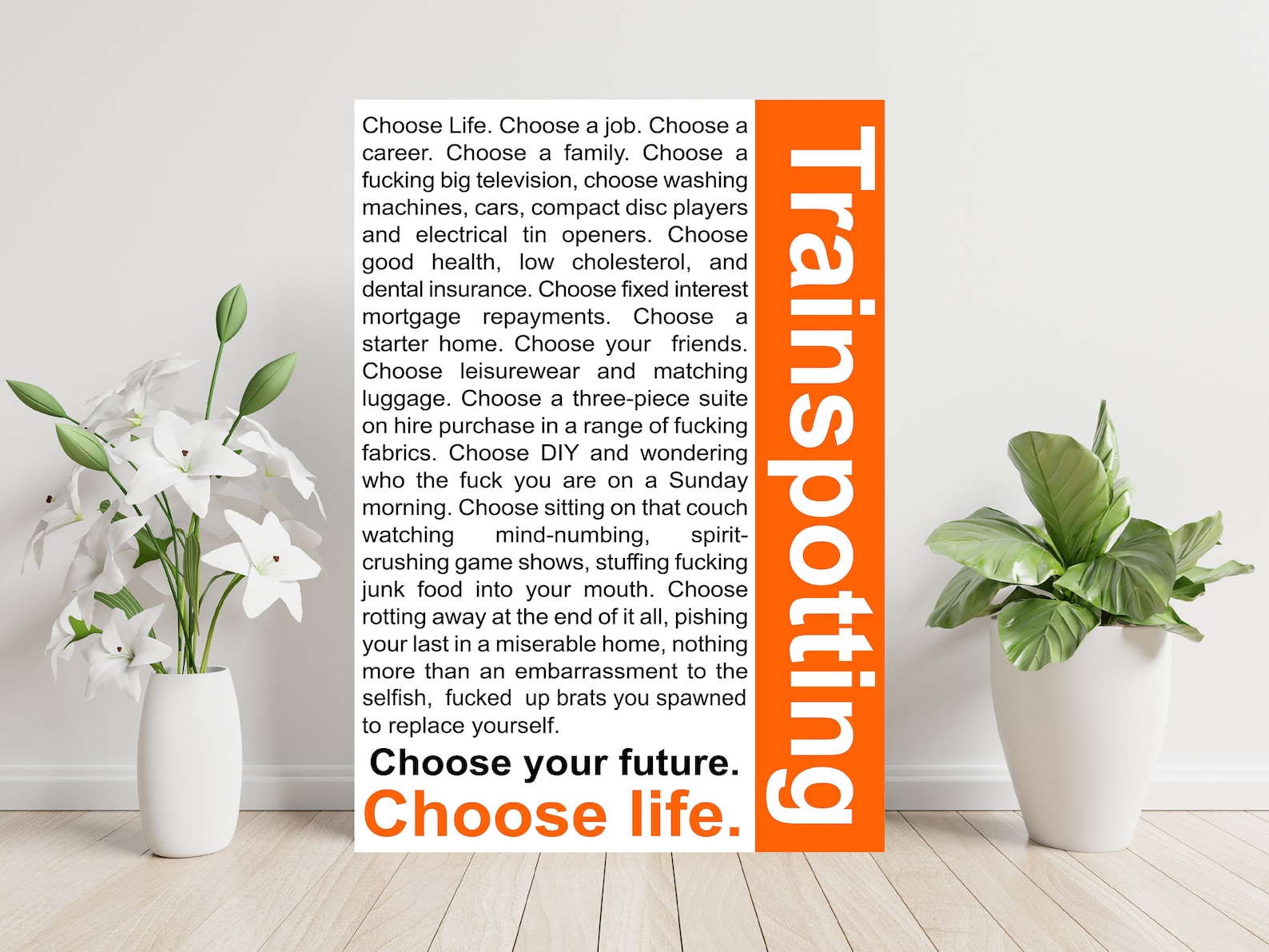 Trainspotting Choose Life Quote Classic Movie Art Large Poster Etsy