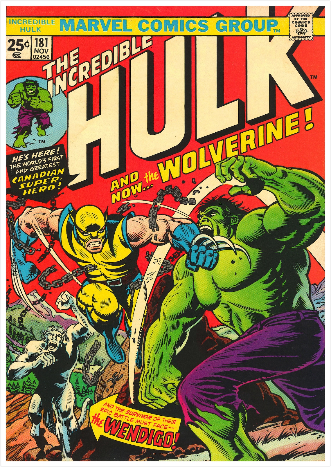 Hulk Vs Wolverine Vintage Comic Cover Art Large CANVAS Print | Etsy