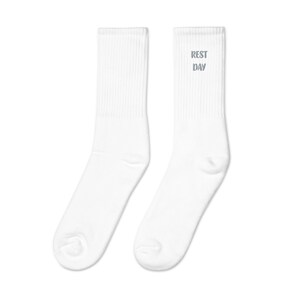 Rest day bestickte Crew Socken - weiß - 1 Stück