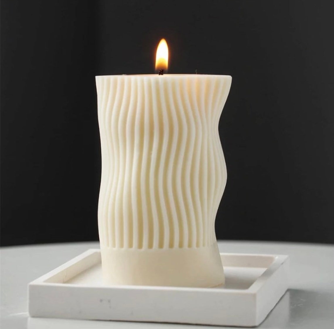Wavy Pillar Candle Mould Etsy