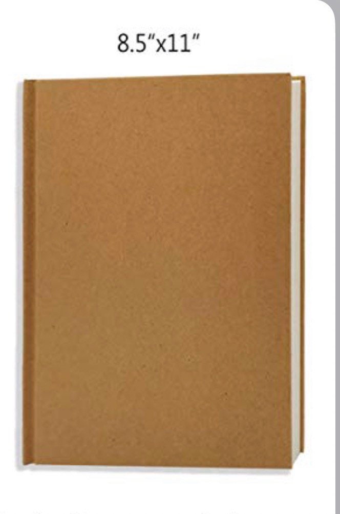 Set of 2 Large Sketchbook Blank Pages, Notebook, Kraft Hard Cover