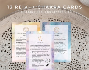 13 Printable Reiki + Chakra Study Cards - Printable PDF
