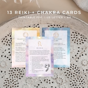 13 Tarjetas de estudio de Reiki + Chakra imprimibles - PDF imprimible