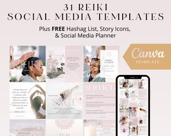 レイキ Instagram テンプレート - エネルギーヒーラー Instagram テンプレート - ピンクのテンプレート