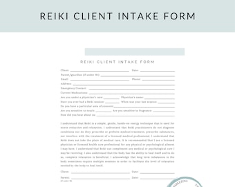 Printable Reiki Client Intake Form