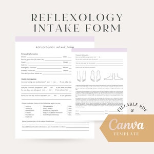 Formulaire d'admission en réflexologie et renonciation - Modèle Canva et PDF à remplir
