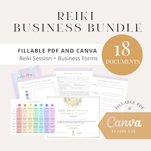 Può includere: Un pacchetto di download digitale di 18 documenti stampabili per i praticanti di Reiki. Il pacchetto include un modulo di intake del cliente, note post-sessione, una guida ai chakra e un certificato di completamento per Usui Shiki Ryoho. I documenti sono progettati per essere compilati in Canva o Adobe Acrobat.