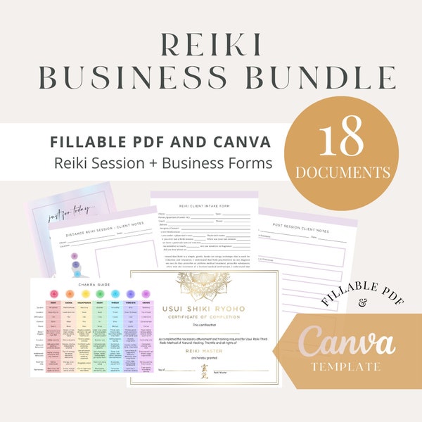 Reiki Business Form Bundle - Set of 16 Forms and Printables