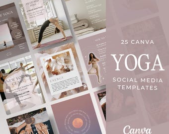 Yoga Social Media Templates – Canva Instagram Posts (25 Templates)