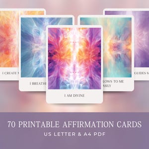 70 druckbare Affirmationskarten - Selbstliebe, Heilung, Motivation - digitaler Download, PNG + PDF, tägliche Achtsamkeitskarten, spirituelles Kartenset
