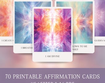52 Printable Affirmation Cards – Self-Love, Healing, Motivation, Daily Mindfulness Cards, Spiritual Card Deck
