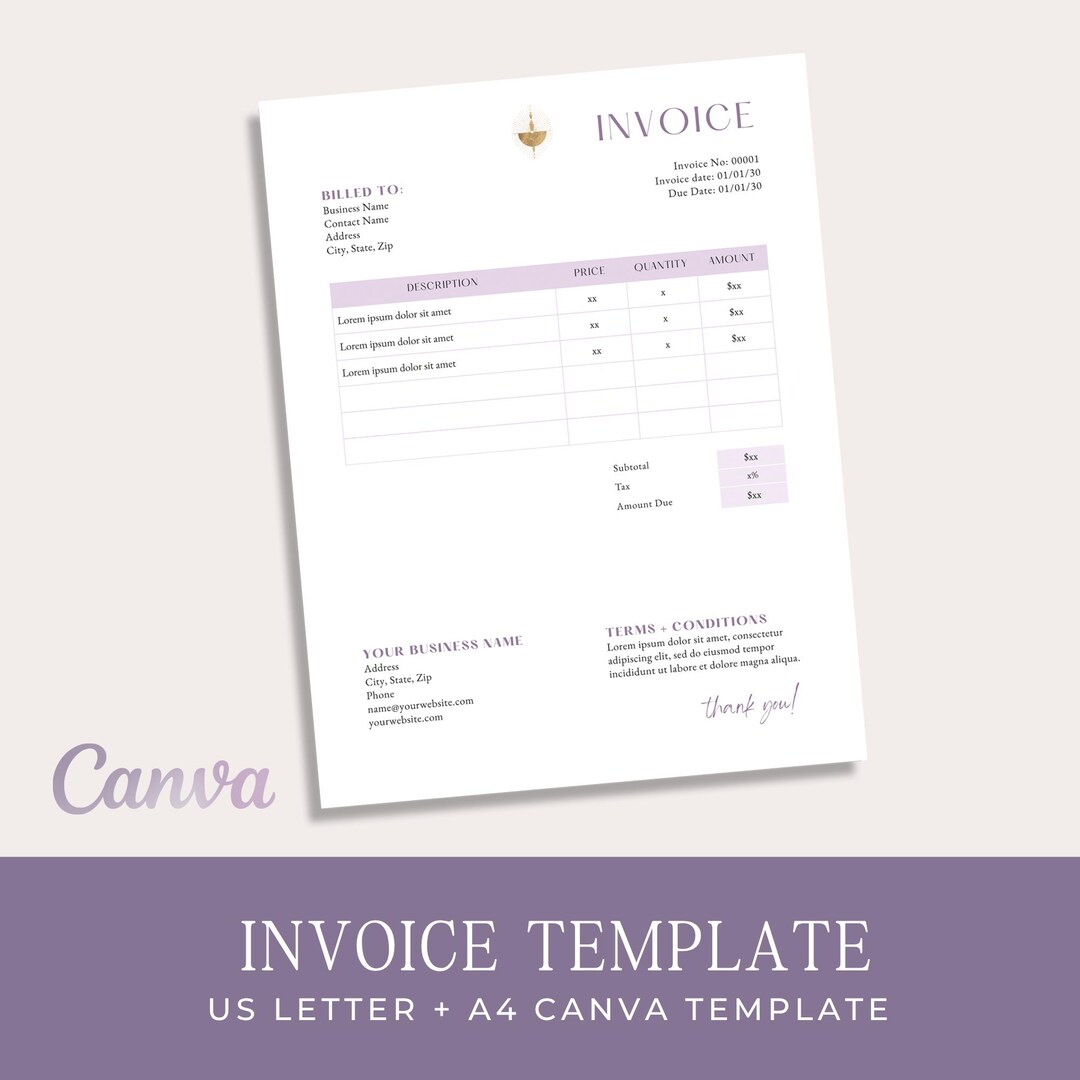 Minimal Invoice Canva Template | Small Business, Editable (A4, US ...