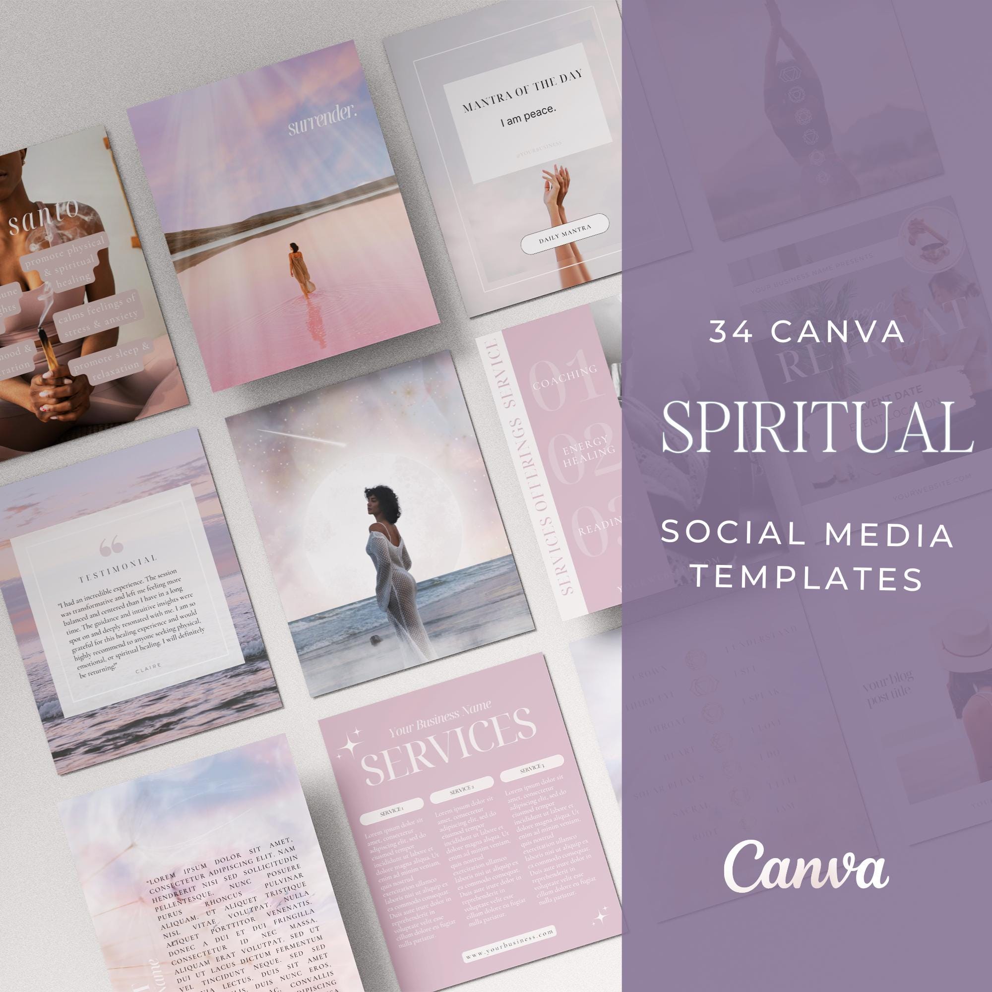 Spiritual Instagram Templates, Spiritual Business Social Media Templates, Social Media Templates for Spiritual Businesses