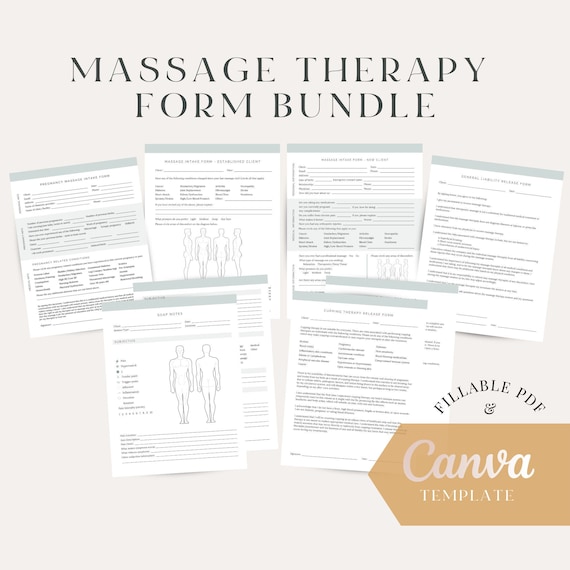 Massage Therapy Business Form Bundle, Massage Therapy Intake Forms, Massage Therapist Consent Forms, Cupping Forms, Editable