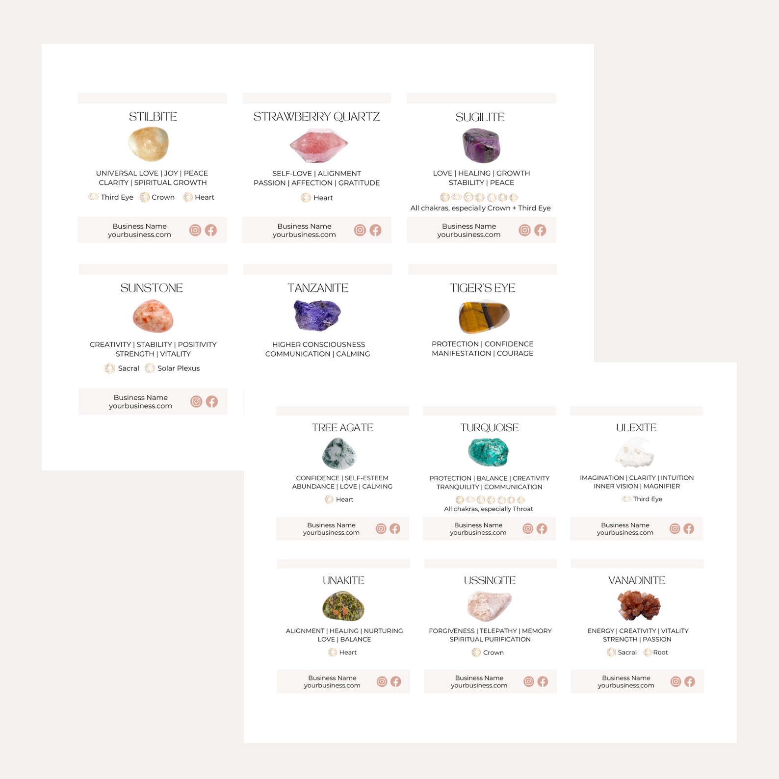 Printable Crystal Cards – Canva Template, 100 Designs (digital Download ...