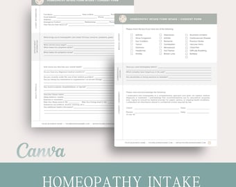 Homeopathy Intake Form – Editable US Letter & A4 Canva Template