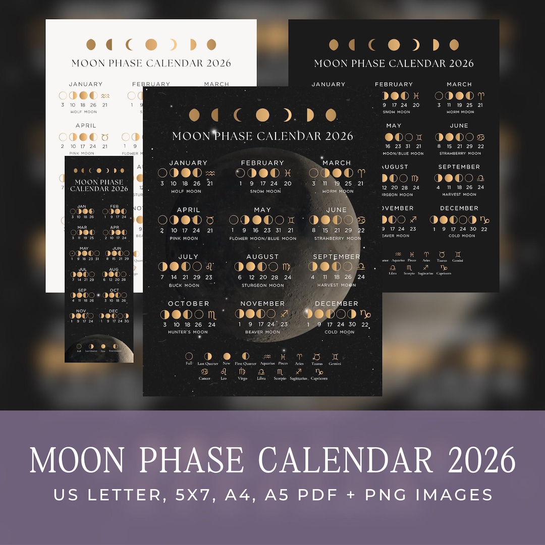 2026 Moon Phase Calendar - Coordinated Universal Time Lunar