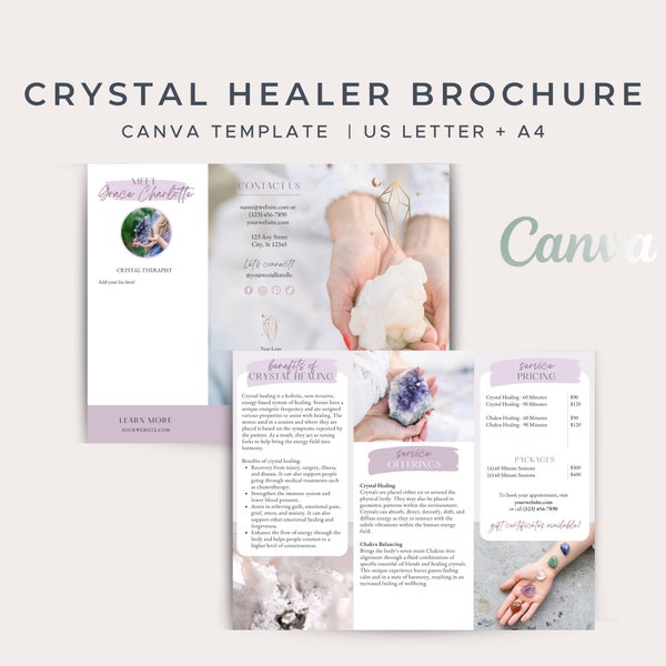 Crystal Healer Brochure - Canva Brochure Template