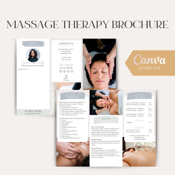 Massage Therapy Brochure – Editable Canva Template (Digital Download)