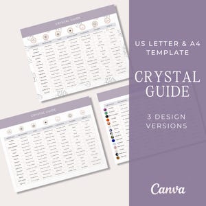 Editable Crystal Guide Canva Template, Crystal Cheat Sheet, Printable Crystal Chart for Clients, Printable Crystal Guide, Canva Template