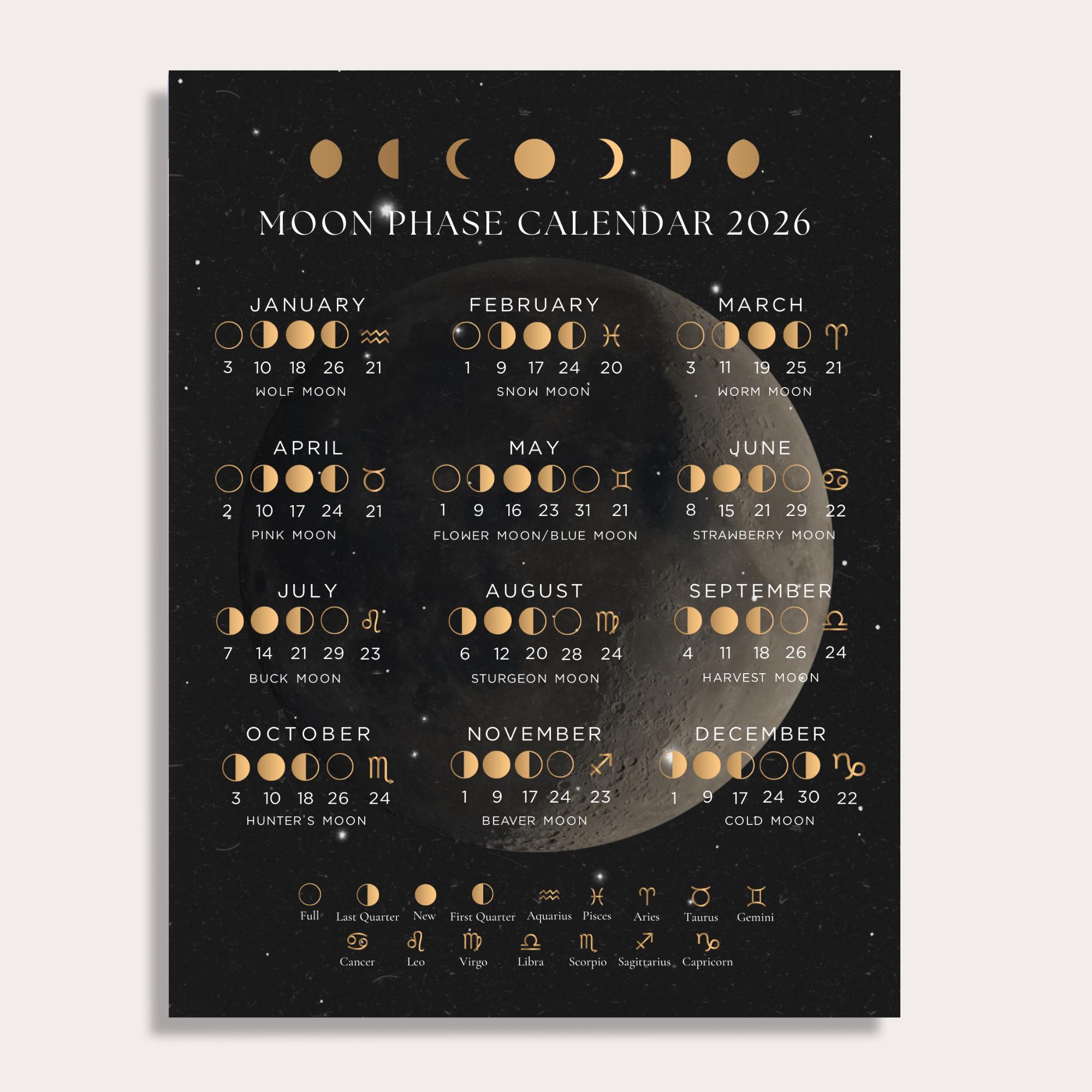 2026 Moon Phase Calendar - Coordinated Universal Time Lunar