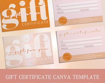 Pink & Orange Gift Certificate Canva Template (5x4.25in)