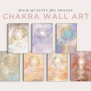 Chakra Wall Art, Printable Wall Art, Healing Room Art, Digital Collage Art, Spiritual Printable Art